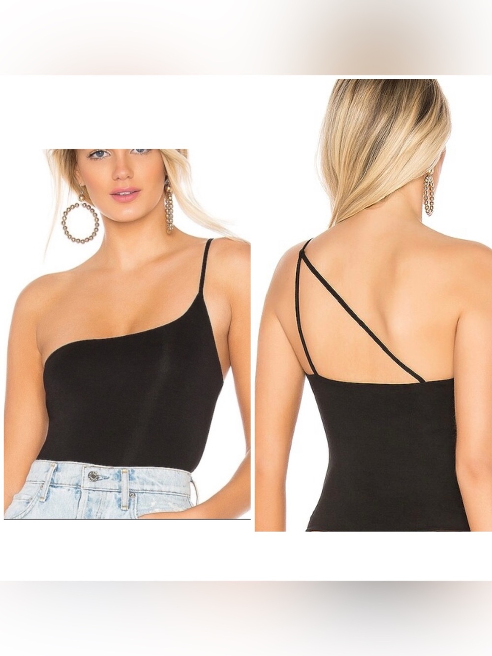 Privacy Please Lexy One Shoulder Bodysuit Size Small Bamboo Blend Black Stretch